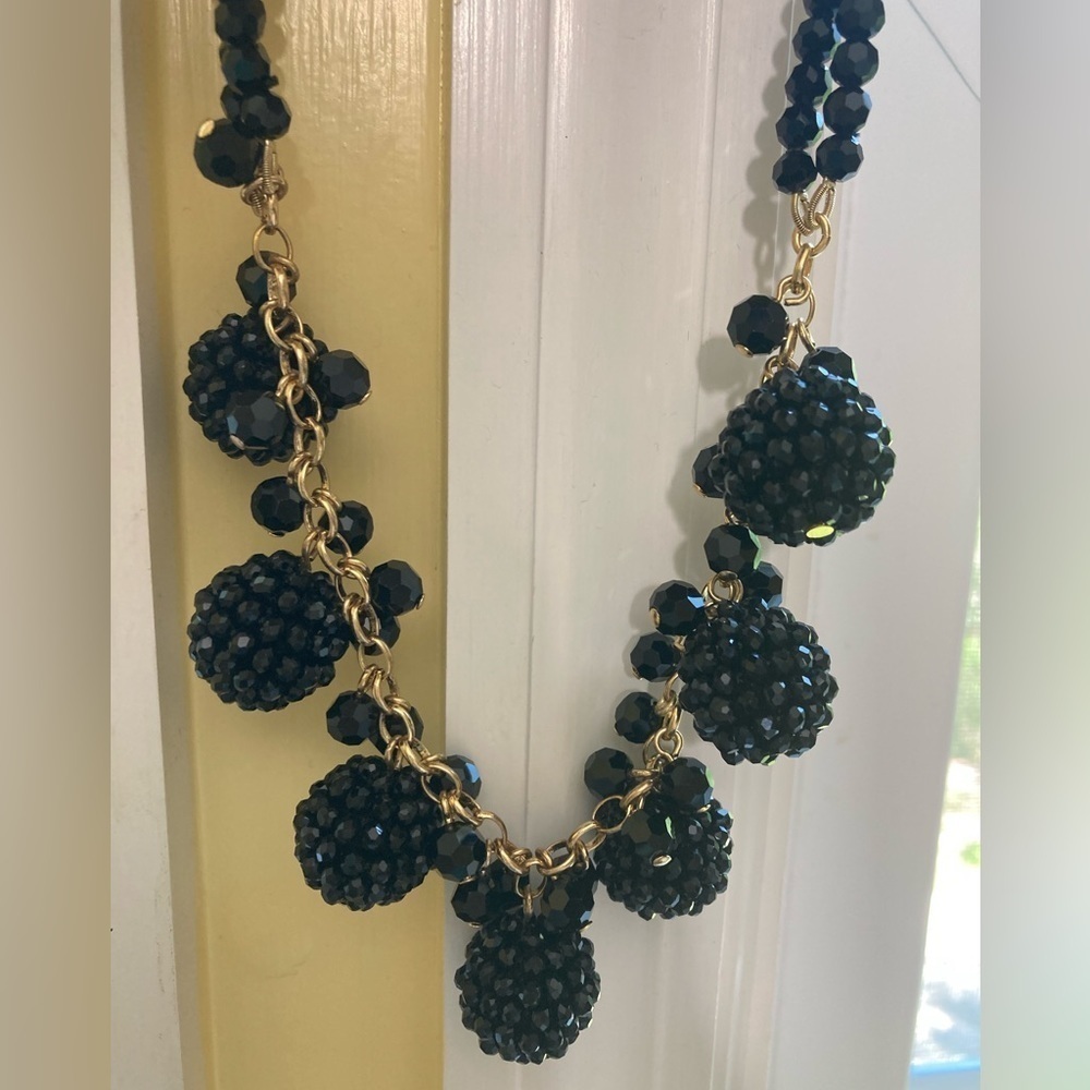 Talbots Black Crystals Statement Bib Necklace - image 6